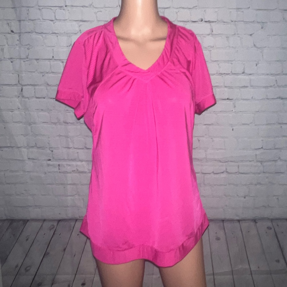 Athleta Dark Pink Striped Shirt size M